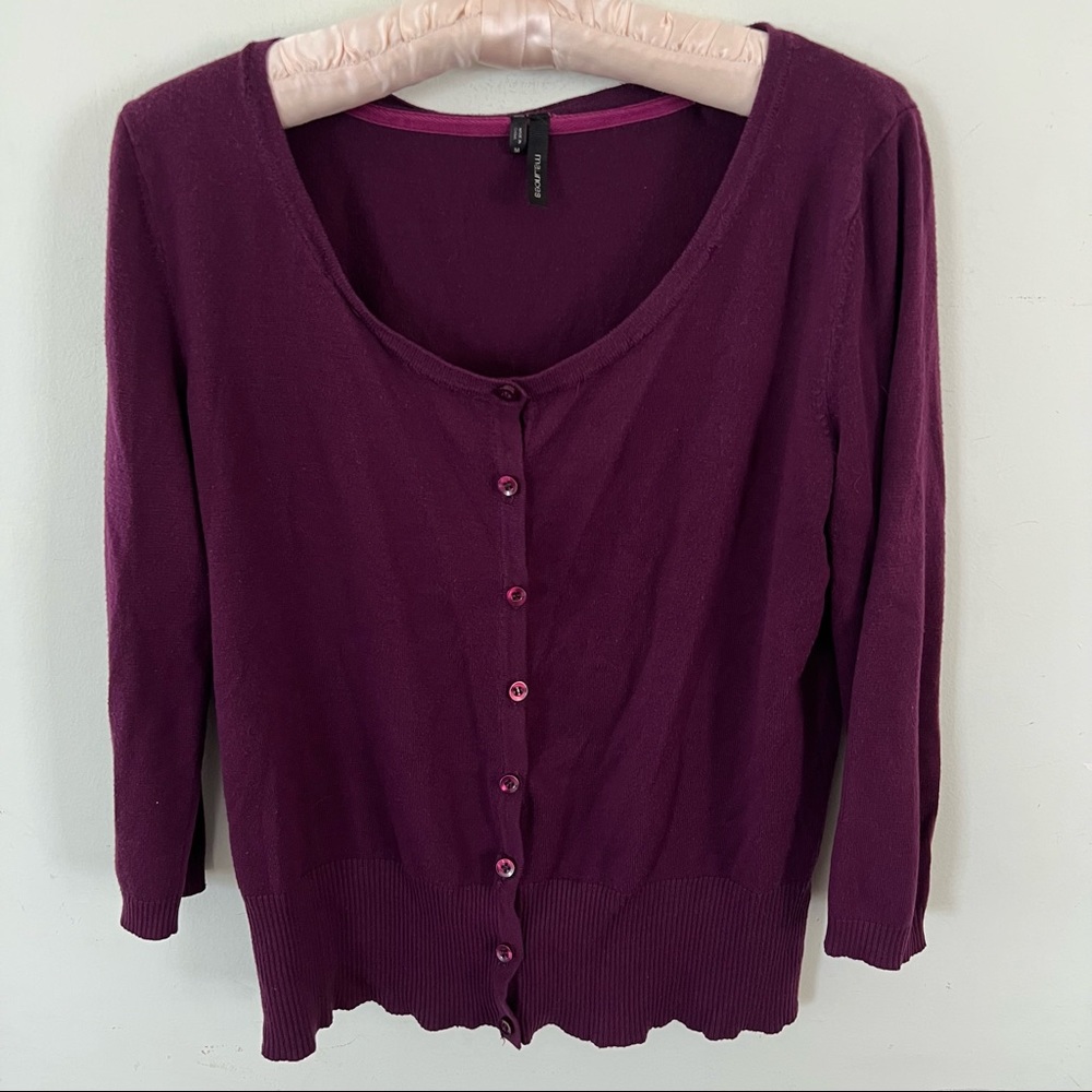 Maurices Burgandy Button Up Sweater Sz Medium